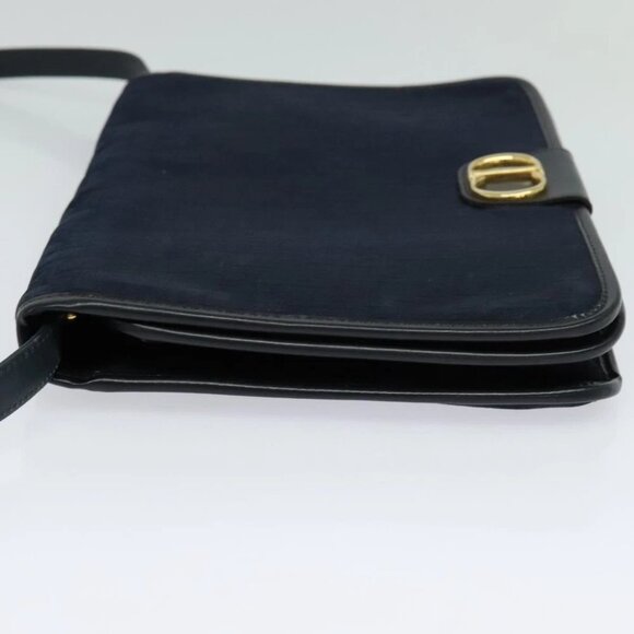 Christian Dior Trotter Canvas Shoulder Bag Navy Gold Auth ep8528 - Picture 4 of 15